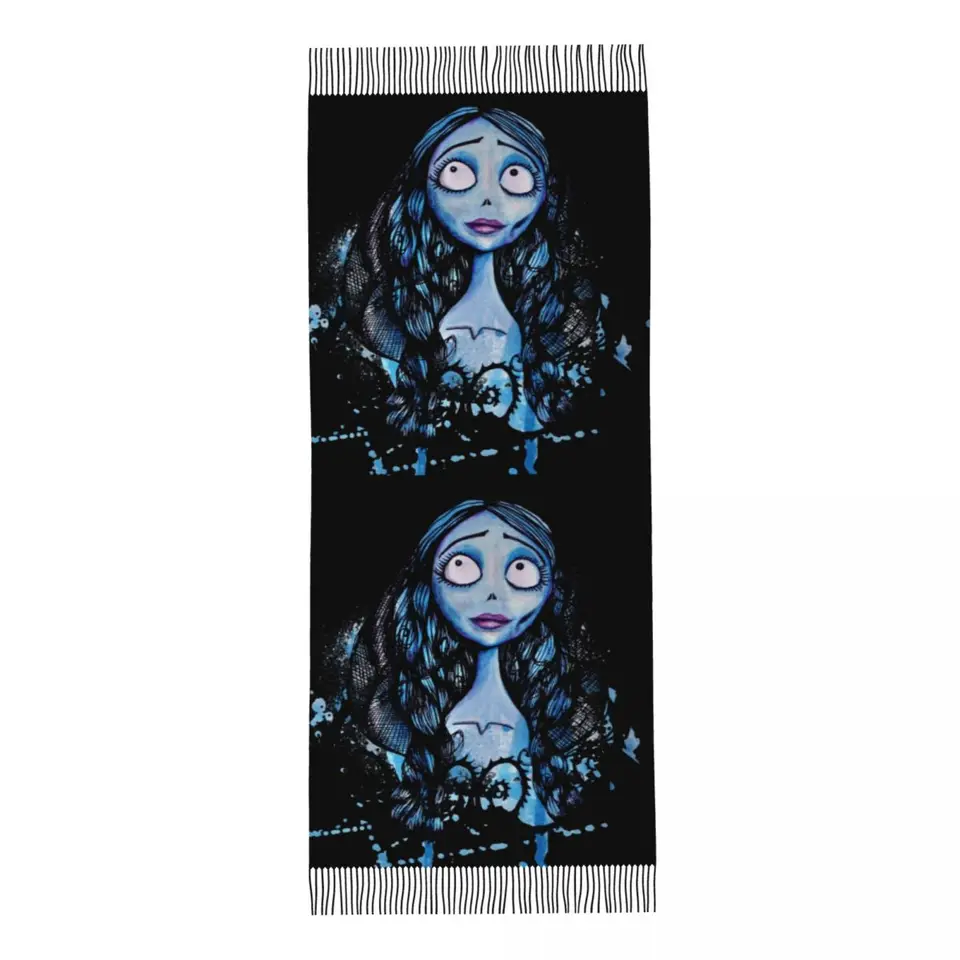 Halloween Watercolor Corpse Bride Scarf Wrap Long Winter Fall Warm