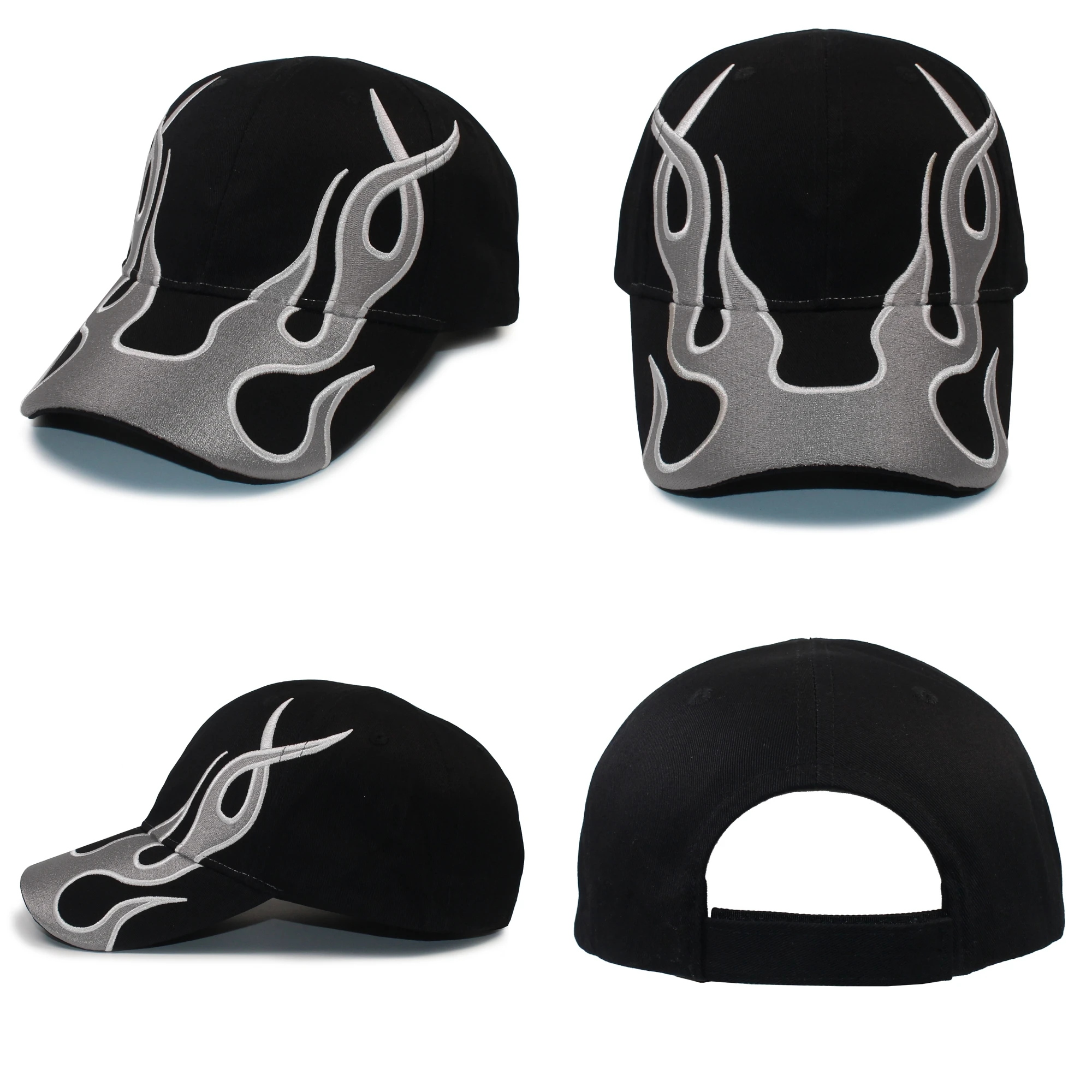 100% Cotton Brushed Sports Cap Flame Visor Racing Baseball Cap Baseball Caps Sports Sun Hats