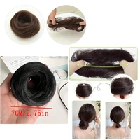 Perruque Updo synthétique facile à porter, Chignon lisse et élégant avec élastique, postiche queue de cheval en Fiber résistante à la chaleur 3