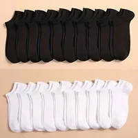 10 ou 20 ou 40 paires unisexe solide coton chaussettes hommes femmes coupe basse cheville chaussettes en vrac noir blanc gris chaussettes doux léger 6