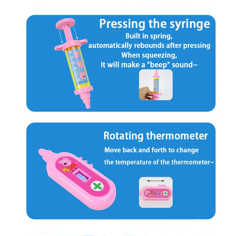 13pcs/set Peppa Pig Page Children's Injection Stethoscope Prop Medicine Box Nurse Simulation Doctor Toy Kids Birthday Gifts