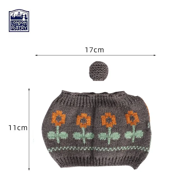 London Pottery Teapot Tea cosy Dark Grey Flower 80% Wool Knit Cover kettle fabric cover Cute tea cozy Decoration Gifts Keep Warm