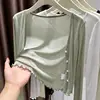 plus Size Ice Silk Thin Sun Protection Cardigan Women's Summer ort Sve Outerwear with Wood ain  Spring Autumn Oute...