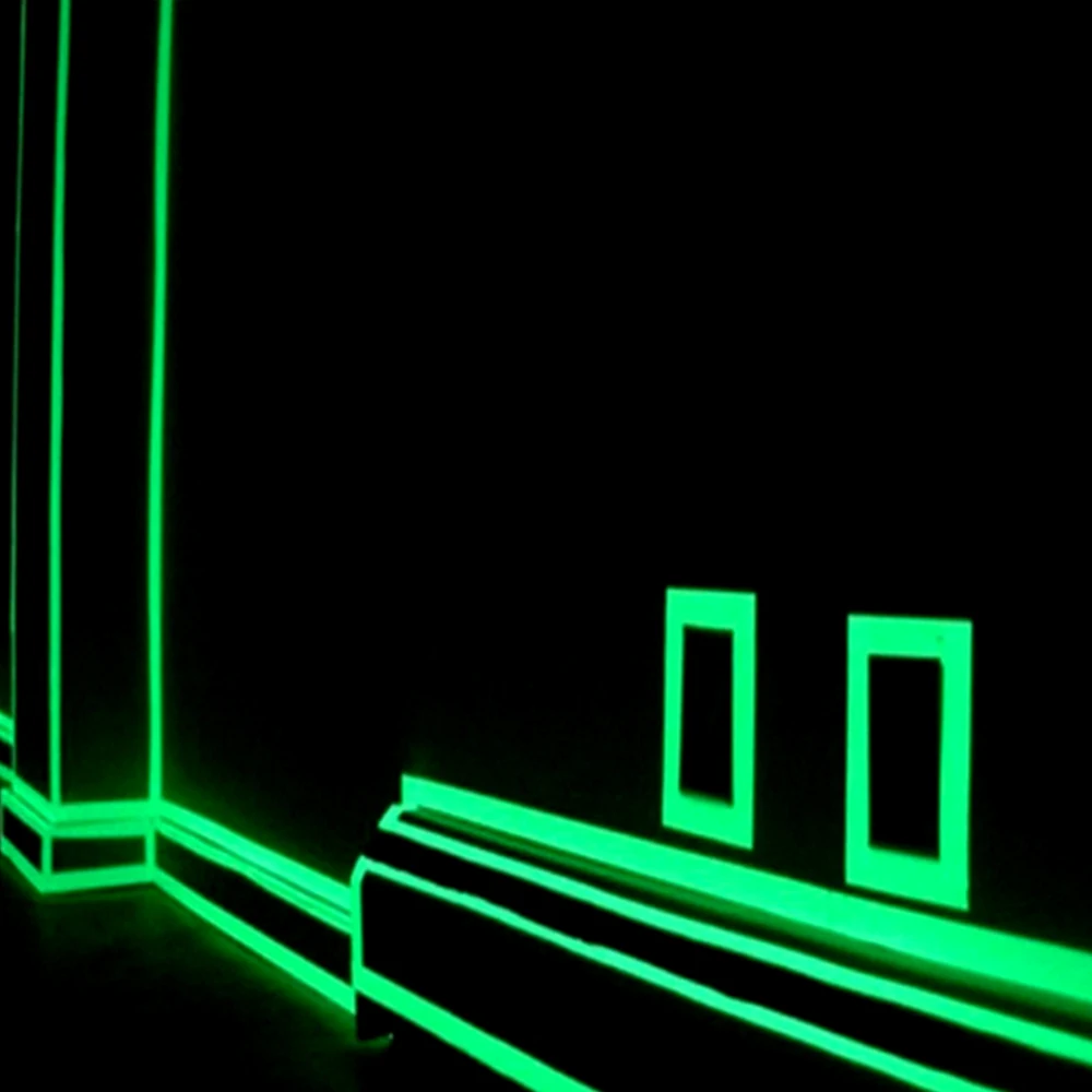 1/5PCS Glow In Dark Self Adhesive Roll Glowing Tape PVC Waterproof Safety Warning Tape Green Glow 1.5CMX3M