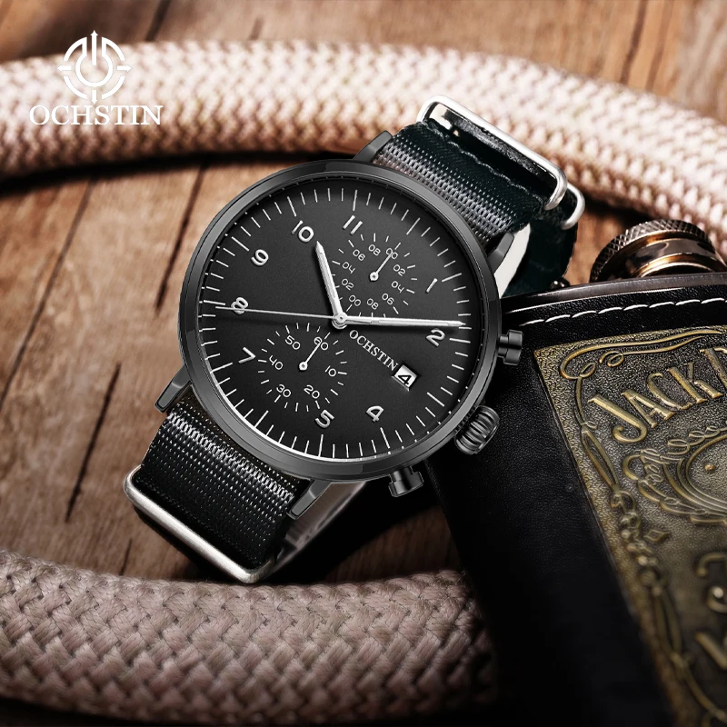 Hot OCHSTIN 2024 Casual Simple Creative Nylon Series Men's Watches Multifunction Quartz Movement Men's Quartz Watches