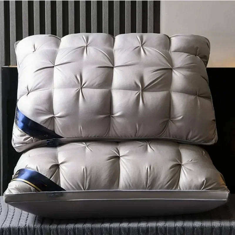 

Luxury 3D Bread White Down Feather Pillows for Sleeping Body Neck Protection Bed Pillows Soft Comfort 100% Cotton Cover