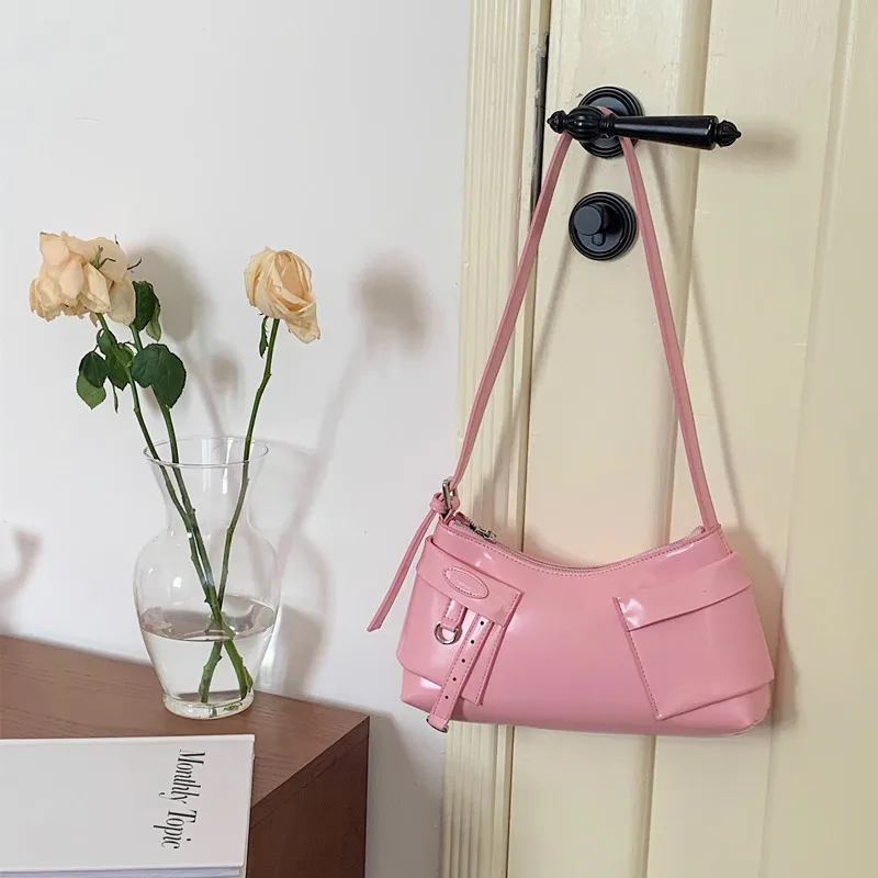 

2023 Spring Design Light Luxury Pu Leather Underarm Bag for Women High Quality Shoulder Messenger Handbags Pocket Clutch Purse