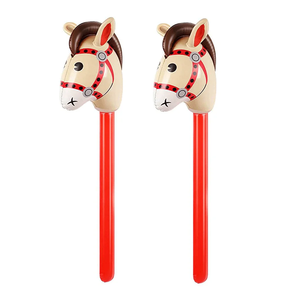 2Pcs 37in Pferd Stick PVC Aufblasbare Pferd Kopf Stick Luftballons Western Cowgirl Cowboy Party Decor Bauernhof Pferd Geburtstag Party geschenk