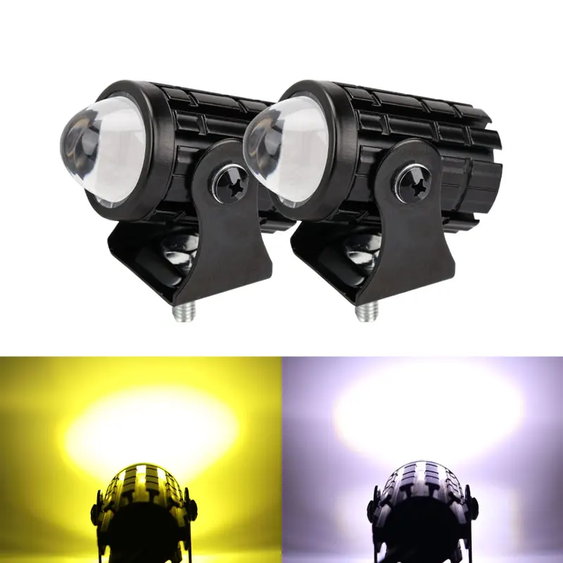 Motorcycle Mini Driving Light Headlight Universal Dual Color ATV Scooter for Auxiliary Spotlight Lamp Moto Fog light Accessories