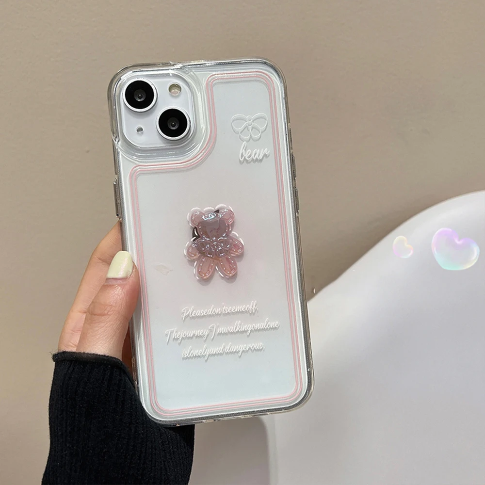 Custodia Trasparente Per IPhone Con Orsetto Coreano E Cordino - Morbida TPU Per IPhone 16,15,14,Pro Max,11,13,12, Mini,XR,8,7,Plus, X,XS,SE - 4