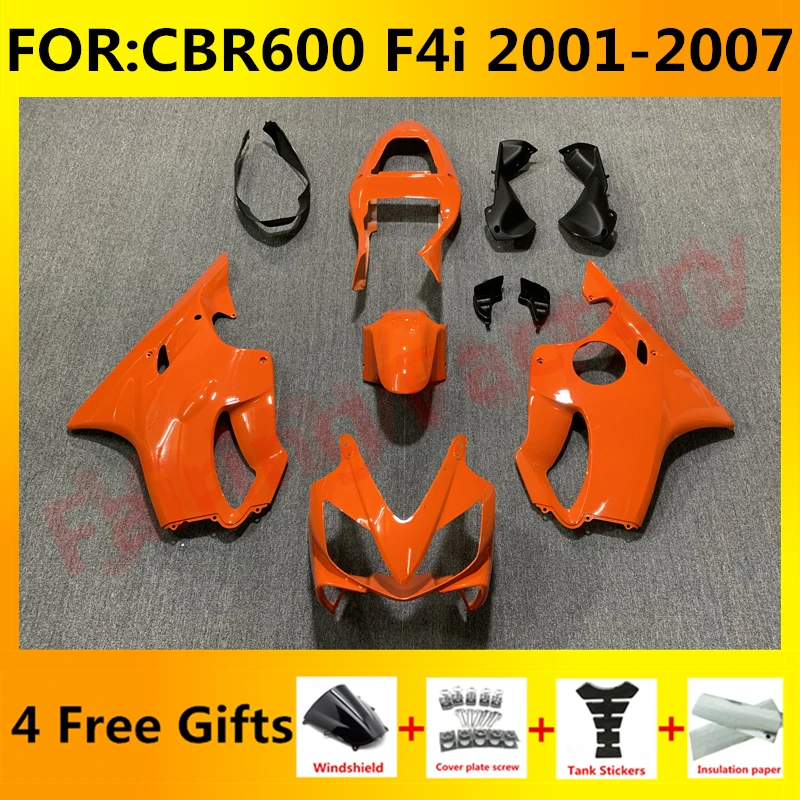 

Комплект обтекателей для мотоцикла, подходит для CBR600 F4i CBR 600 CBR600F4i 2001 2002 2003 2004 2005 55 55 дюймов, цвет оранжевый
