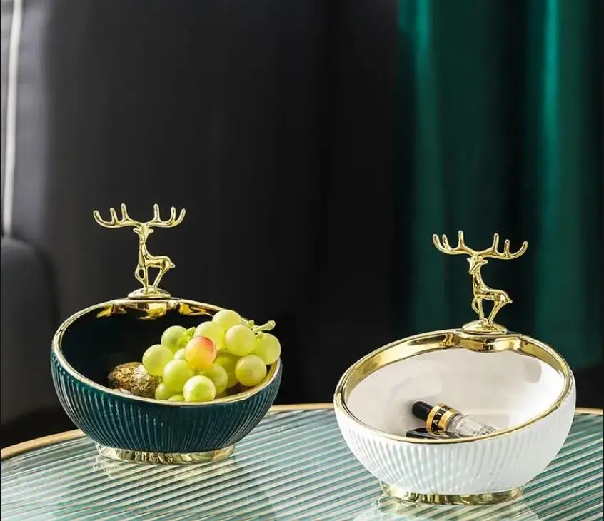Golden-Deer-Decoration-Ceramic-Storage-Container-Fruit-Plate-Ashtray ...