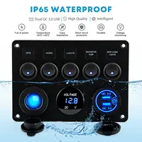 Panneau de commutation 24V, panneau de commutation marin, étanche, panneau de commutation à 5 boutons, interrupteur Usb, voltmètre numérique Led, prise allume-cigare 1