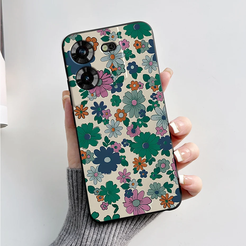 Stylish Black Silicone Phone Case with Pattern - Slim and Soft  Cover