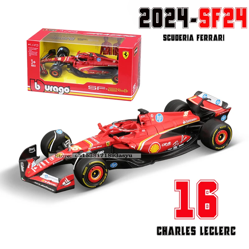 Die Cast Car Model Bburago 1:43 F1 Scuderia Ferrari SF24 SF23 #16 lecler #55 sainz jr alloy luxury die cast car model toy series