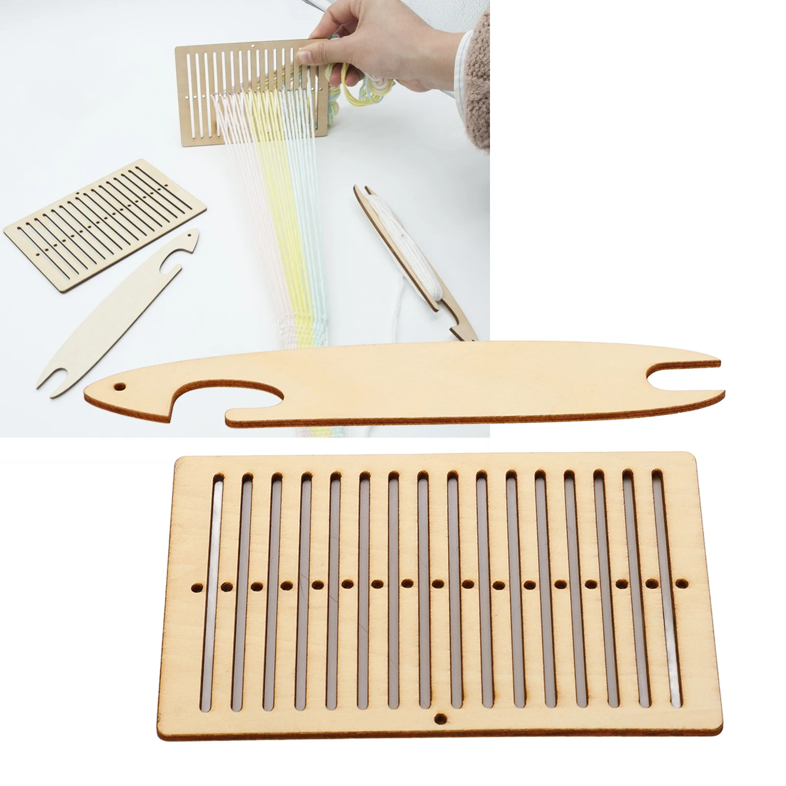 2 Pezzi Kit Telaio Per Tessitura Cintura In Legno Telaio Per Tessitura Tessitura Strumenti Navetta Arti E Mestieri Per Braccialetto Borsa Cintura Cing