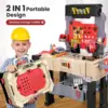 Large 2-in-1 Kids Tool Bench Set with Saw Screw Miter Pretend Play Construction Workbench Toys Education Toy for Boys & Girls 1