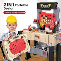 Large 2-in-1 Kids Tool Bench Set with Saw Screw Miter Pretend Play Construction Workbench Toys Education Toy for Boys & Girls 1