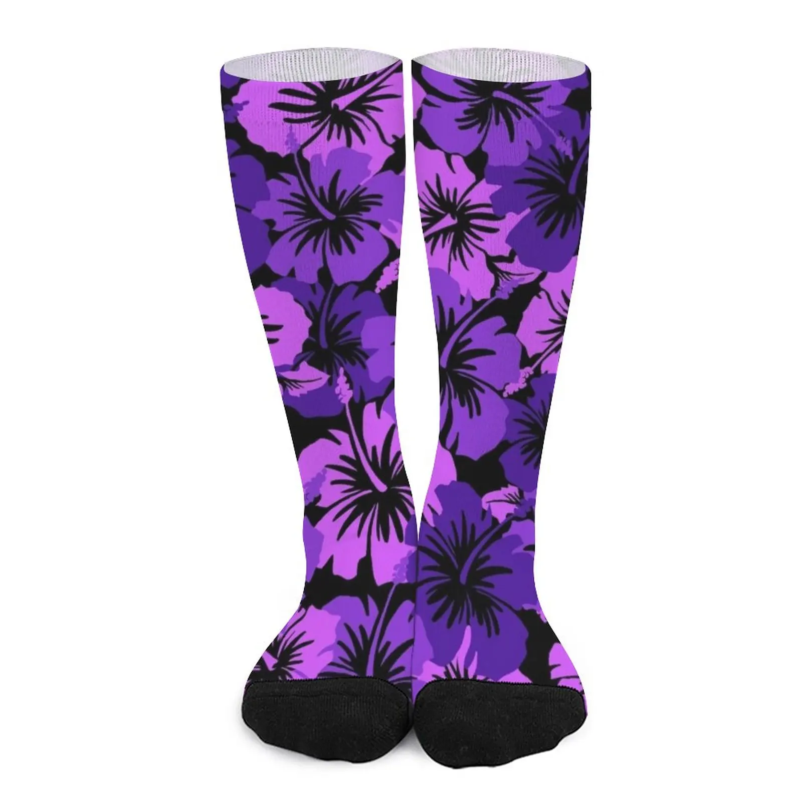 Epic Hibiscus Hawaiian Floral Aloha Shirt Print - Purple Socks luxury socks Lots Womens socks