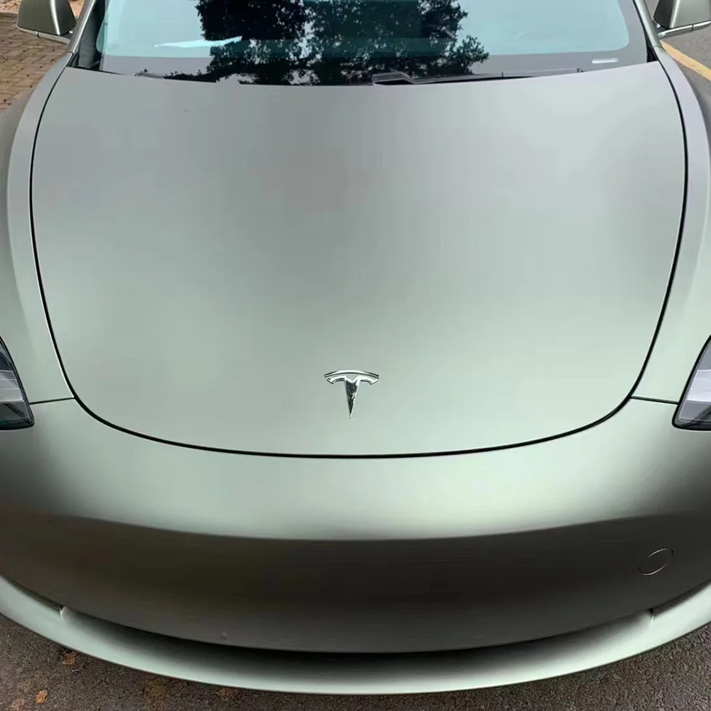 Parti dell'avvolgimento automatico dell'involucro automatico dell'involucro dell'auto ultral opaco personalizzato in fibra di carbonio verde grigio con rivestimento in PET - Colori dell'avvolgimento automatico personalizzati