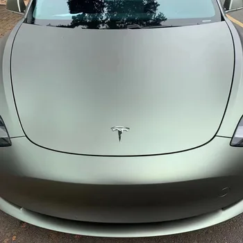 Parti dell'avvolgimento automatico dell'involucro automatico dell'involucro dell'auto ultral opaco personalizzato in fibra di carbonio verde grigio con rivestimento in PET - Colori dell'avvolgimento automatico personalizzati