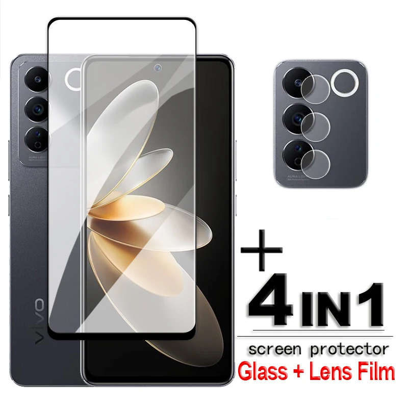 For Vivo V27E Glass Vivo V27E Tempered Glass 2.5D Full Cover Glue HD Screen Protector For Vivo V27E Lens Film 6.62 inch full cover glass for vivo v23e screen protector for vivo v23e v21e tempered glass hd protective phone lens film for vivo v23e