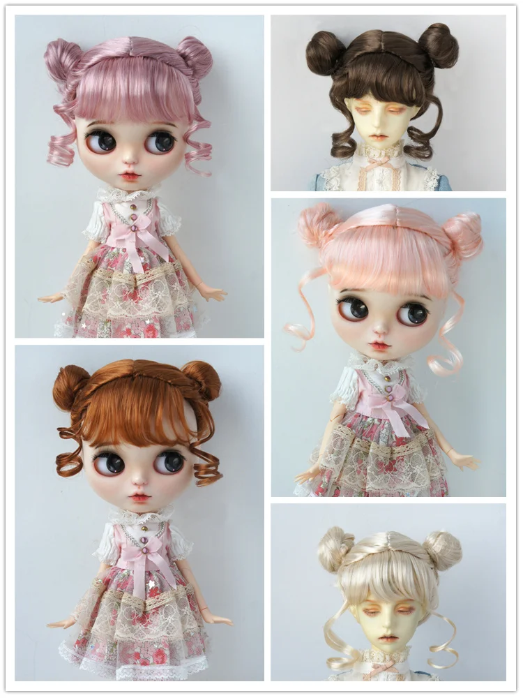 

JD606 All Size Twins Buns BJD Synthetic Mohair Wig Suit For OB11 YOSD MSD SD Blythe Hair 1/8 1/6 1/4 1/3 Cheap Doll Accessories