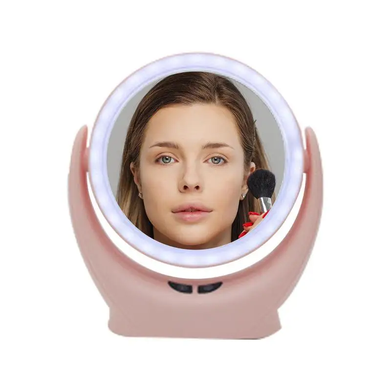 

LED Makeup Mirror Vanity LED Fan Mirror Mini Rechargeable Mute Makeup Mirror 20V Desk Fan Mirror For Dormitory Home Tabletop 360