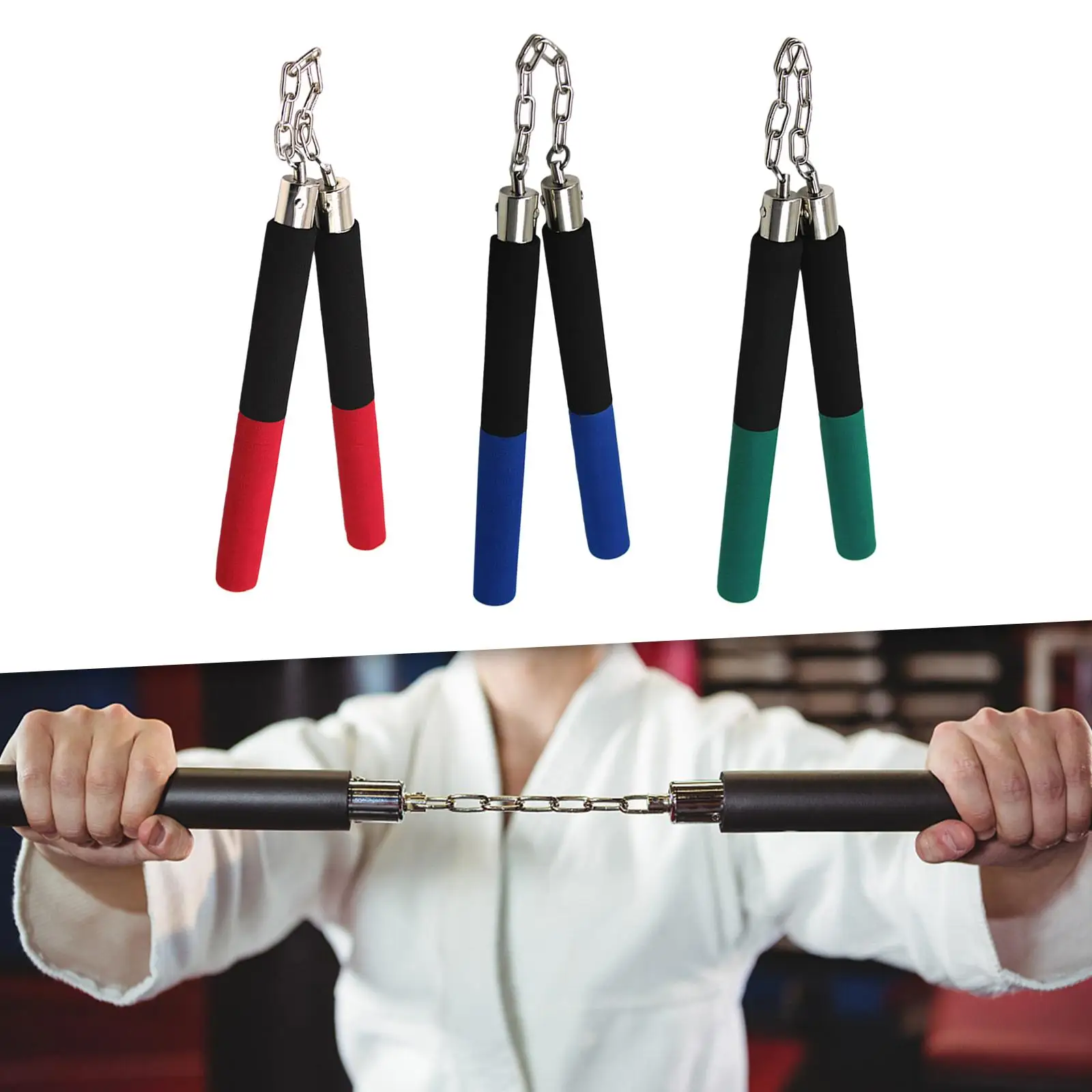 Foam Nunchucks Soft 30cm Women for Kids Adults Metal Chain Practice Nunchakus for Beginners Wingchun Practicing Workout Exercise