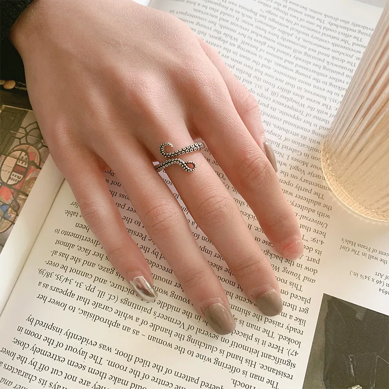 Silver Ring Silver Rings Punk Vintage Personality 925 Sterling Silver Originality Octopus Tentacles Open Rings For Women Girl LR009
