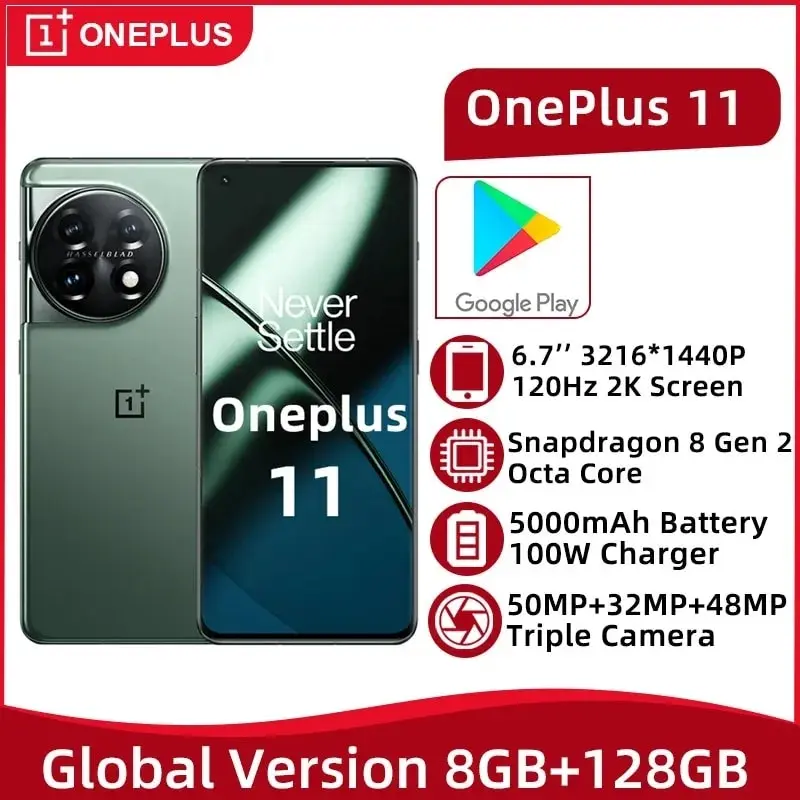 

Global Version Oneplus 11 NFC Snapdragon 8 Gen 2 Octa Core 6.7'' 120Hz 2K Screen 50MP Triple Camera 5000mAh Battery 100WCharger