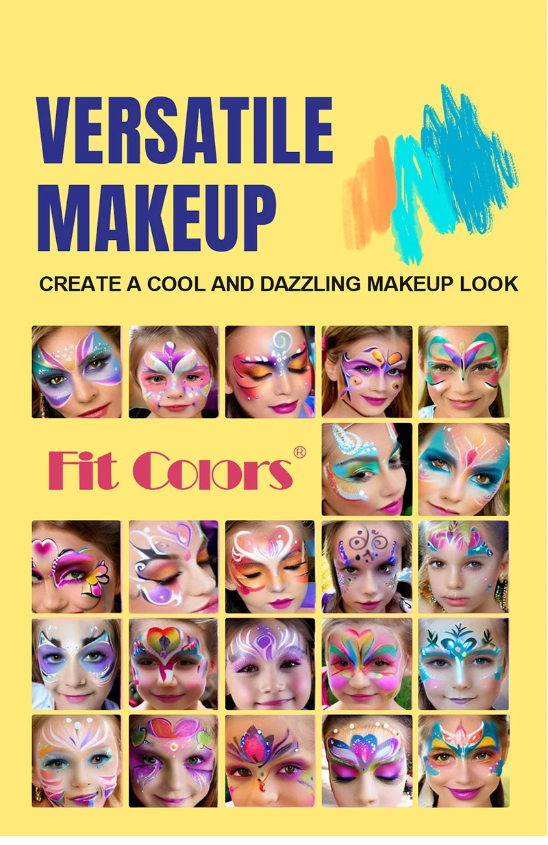 Description Picture 6 of itemRainbow Face Paint Palette Children Face Painting Water-soluble Pigment White Facial Body Paint Theatrical Artistic Makeup Plate