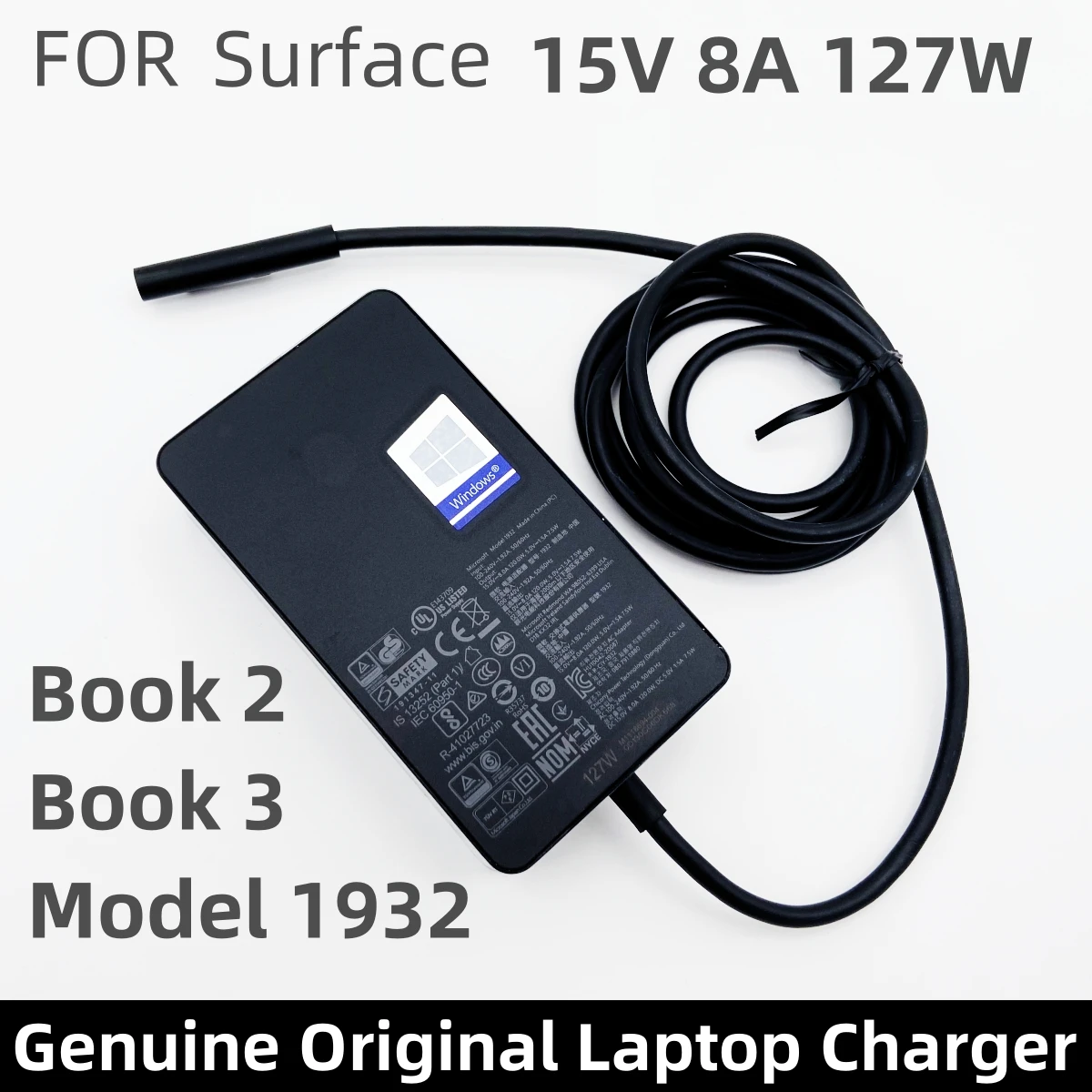 

Genuine 127W 15V 8A Charger For Microsoft Surface Laptop Surface Book 3 2 Surface Go Surface Pro 6 7 Model 1932 with 5V 1.5A USB