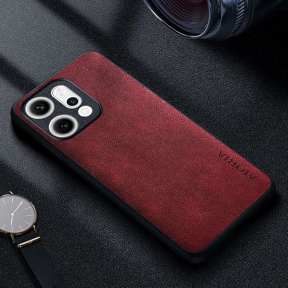 Premium Luxury Leather Phone Case - Retro Business Style Solid Color Cover