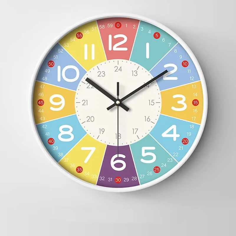 Bedroom Learning Clocks Decoration Accessories 8 Inch Round Wall Clock Modern Design Silent Timepieces Kids Sitting Room wall clock