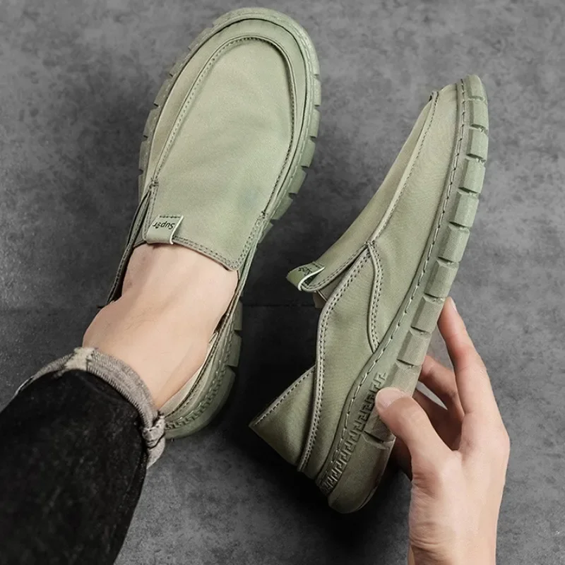 Men's CasualShoes 2024New Fashion Outdoor Walking Flats Comfortable Slip on Loafers Lightweight Sneakers Solid color Board Shoe 4