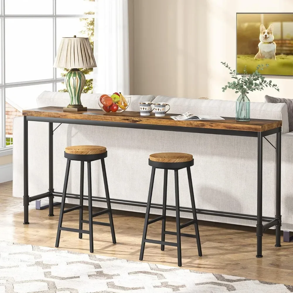 70.9 Inch Extra Long Console Table, Narrow Sofa Table Behind Couch, Rustic Entryway Hallway Table Industrial Height Bar