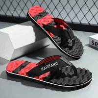 2025 Summer Men Flip Flops Massage Lettering Slippers Skid-proof Beach Sandals Soft Comfortable Male Slippers Casual Slides