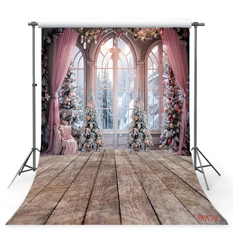 

SHENGYONGBAO Art Fabric Christmas Theme Photography Background Props Pine Tree Family Festival Backdrops For Photo Studio ZM-03