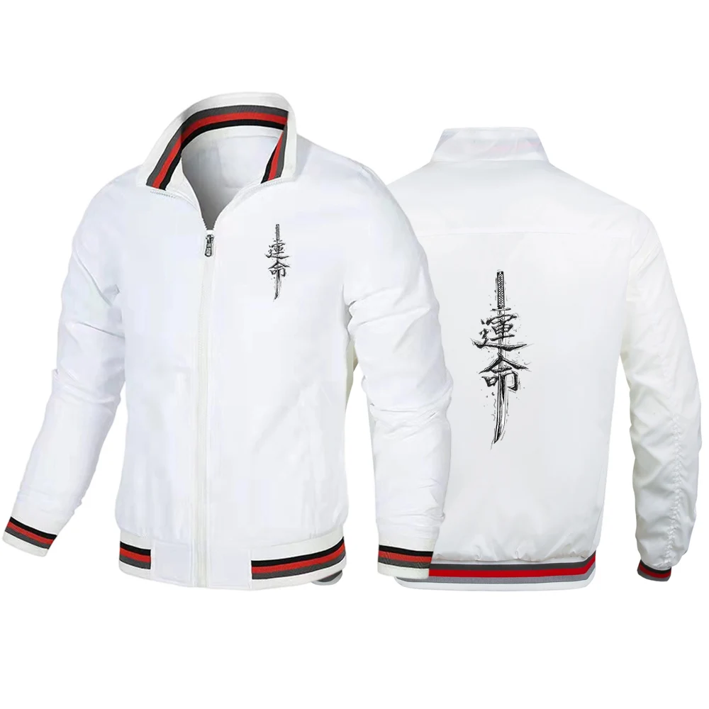 Men's Striped Baseball Jacket for Spring Autumn Outdoor Sports