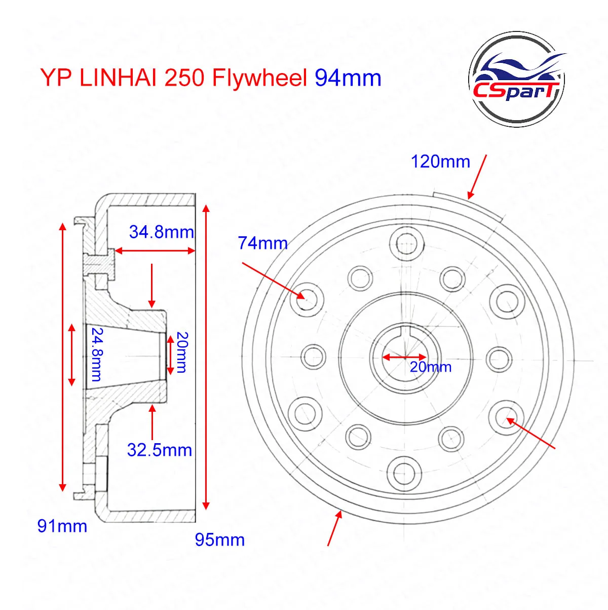 Фото LINHAI Buyang MAJESTY YP250 250 260 300 ATV квадроцикл с магнитным колпачком, 104 мм 95 мм №3