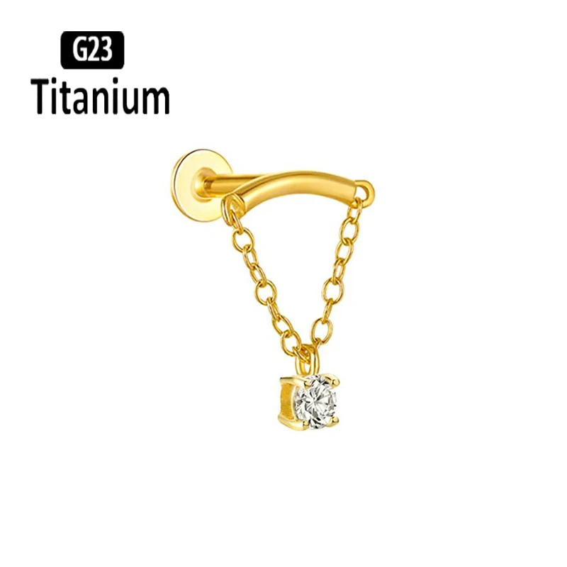 G23 Titan versteckte gebogene Kette Marquise CZ Drape Innengewinde Knorpel Helix Ohrstecker Ohrringe Lobe Lip Piercing Schmuck – Detail 5