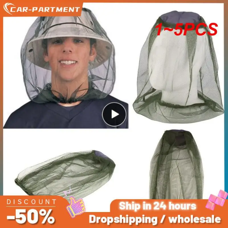 

1~5PCS Fishing Anti Mosquito Bug Insect Bee Net Mesh Head Face Mask Hat Net Cover Travel Outdoor Camping Equipment Car