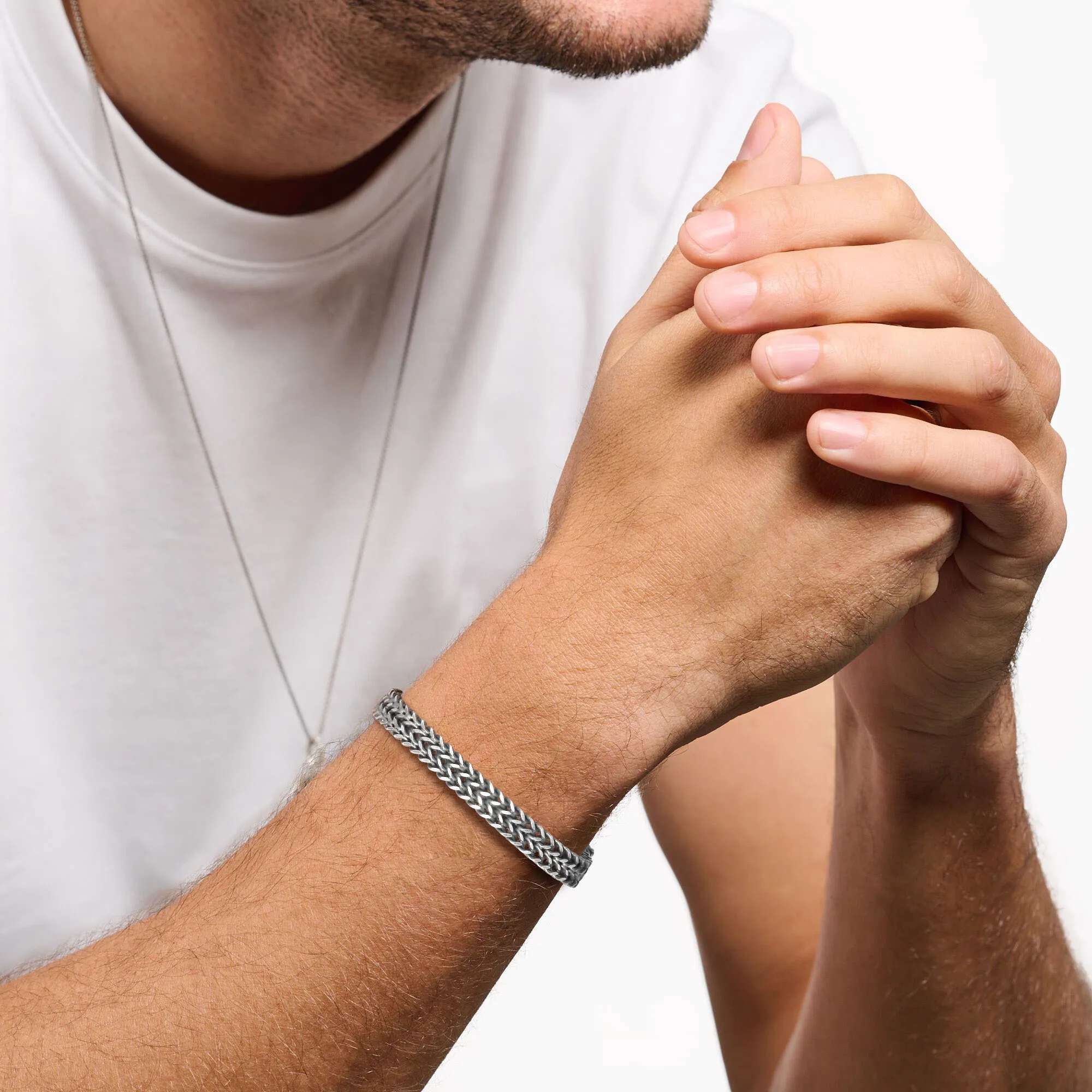 Men's Chain Bracelet for Husband Dad BBF,Waterproof Stainless Steel Franco Chain Bracelet,Length:19/21.5/23CM