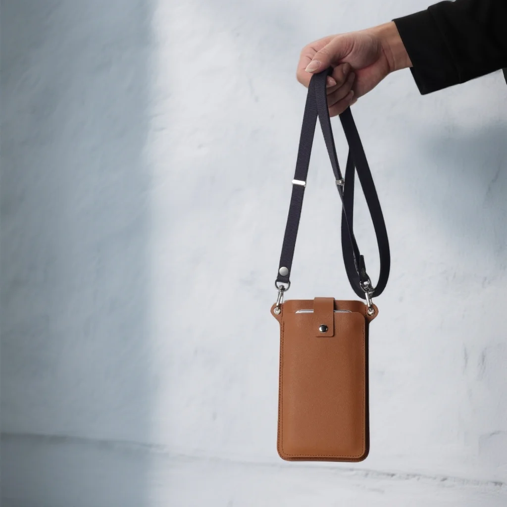 Elegant Leather Crossbody Phone Bag with Adjustable Strap - Anti-Lost & Anti-Scratch Design