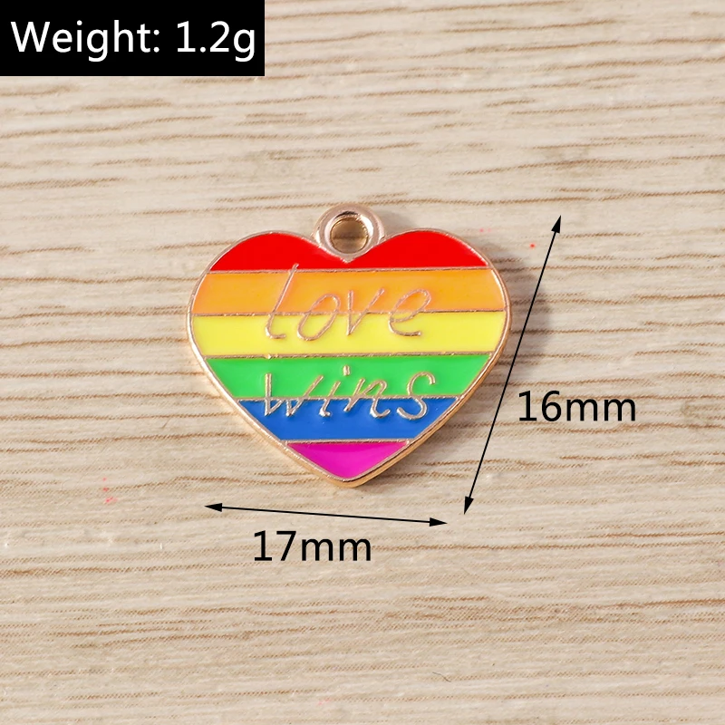 10 Stück niedliche bunte Regenbogen-Liebesherz-Anhänger für die Herstellung von Halsketten, Ohrringen, Armbändern, DIY-Handwerk, Schmuckzubehör – Detail 11