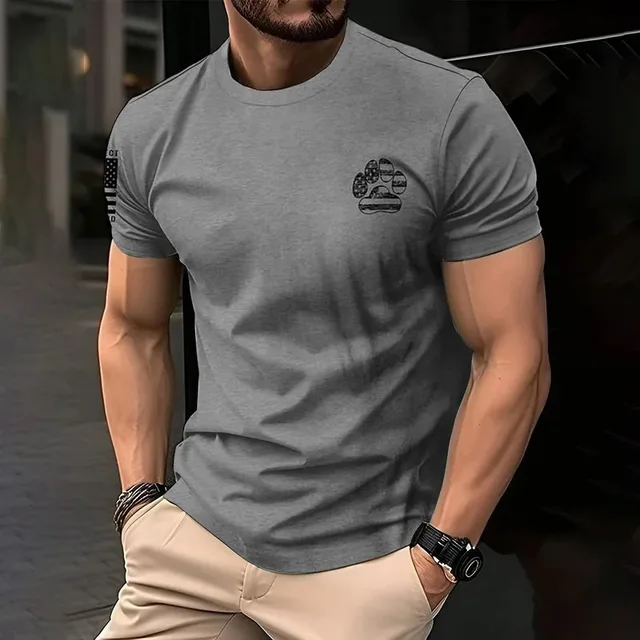 Retro American men's T-shirt casual wear, crew collar short-sleeved top, outdoor simple daily men's breathable sports T-shirt 2