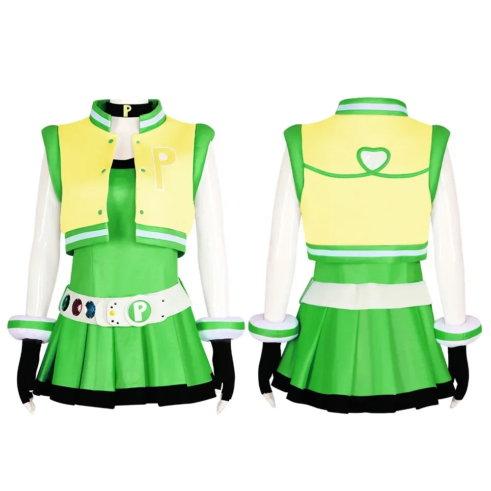 Anime Powerpuff Girls Cosplay Costume Blossom Buttercup Bubbles Adult Women Dress Suit Uniform Halloween Outfit Party