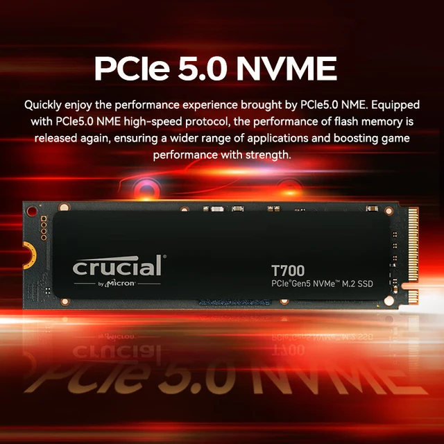 Crucial T700 1TB 2TB 4TB Gen5 NVMe M.2 SSD - Up to 12,400 MB/s -  DirectStorage Enabled Internal Solid State Drive - AliExpress