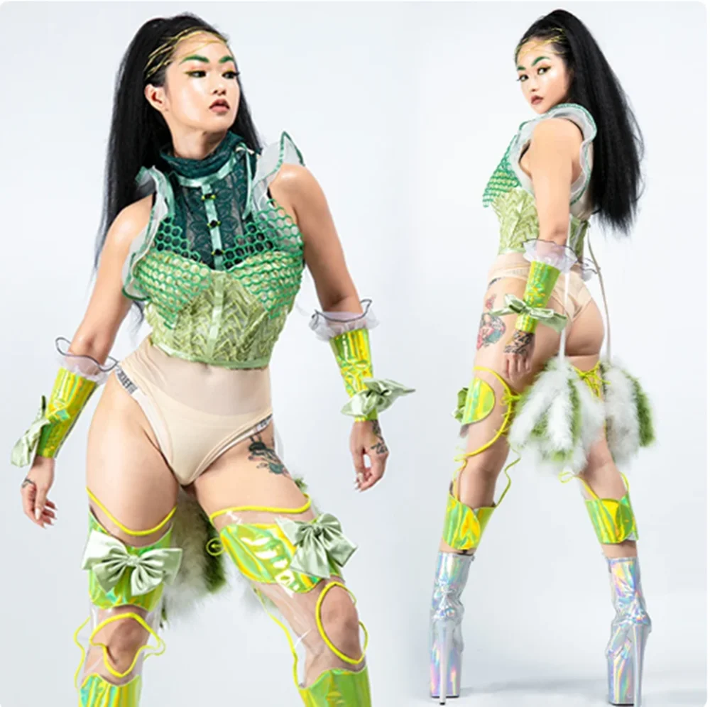 

Gogo Dancer Stage Costume Nightclub Jazz Dancer Outfit Lace Bodysuit Pole Dance Clothes Dj Ds Sexy Club Show Dancewear